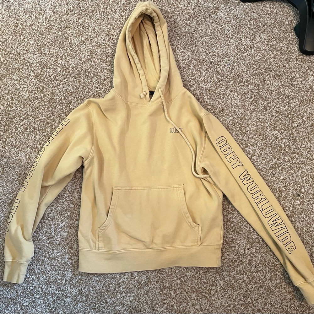 Obey yellow hoodie size small